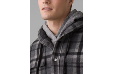 Image of prAna Asgard Hooded Flannel Shirt, Charcoal, XLarge, 1964511-020-ST-XL