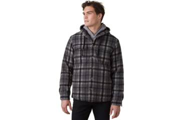 Image of prAna Asgard Hooded Flannel Shirt, Charcoal, XLarge, 1964511-020-ST-XL