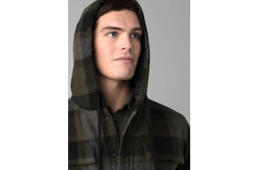 Image of prAna Asgard Hooded Flannel Shirt - Mens, Black, Large, 1964511-001-ST-L