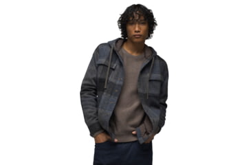 Image of prAna Asgard Hooded Flannel Shirt - Mens, Charcoal, Medium, 1973731-020-M