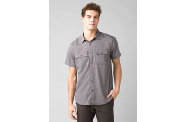 Image of prAna Garvan Short Sleeve Shirt - Men's, Medium, Charcoal, 1965641-020-ST-M