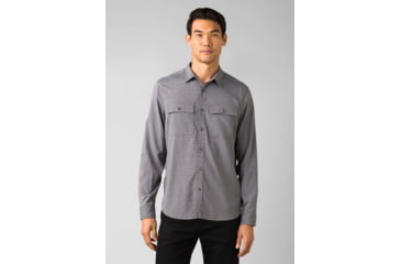 Image of prAna Garvan Long Sleeve Shirt - Mens, Charcoal, Extra Large, 1965681-020-ST-XL