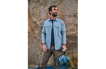 Image of prAna Lost Sol Long Sleeve Shirts - Mens, Chambray Heather, Medium, 1972361-401-SL-M