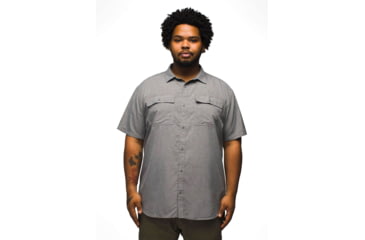 Image of prAna Lost Sol Short Sleeve Shirt Slim Fit - Mens, Heather Grey, L, 1972351-020-SL-L