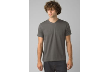 Image of prAna V-Neck T-Shirt, Charcoal Heather, Large, 1965421-003-ST-L