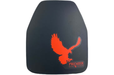 Image of Premier Body Armor STRATIS Armor Plate, Level III, Multi-Curve, Shooters Cut, Black/Orange Eagle, 10 x 12 Multi-Curve, STR-9260-OR