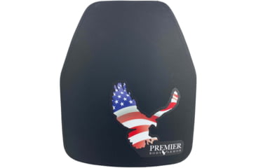 Image of Premier Body Armor STRATIS Armor Plate, Level III, Multi-Curve, Shooters Cut, Black/USA Flag Eagle, 10 x 12 Multi-Curve, STR-9260-FL