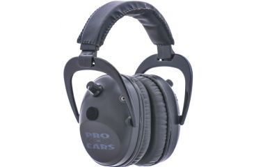 Image of Pro Ears Pro Tac Plus Gold Low Profile NRR 26 Over The Head Earmuffs, Black w/ Lithium Batteries