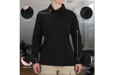 Image of Propper Uniform Cotton Long Sleeve Polo - Womens, Black, XS, F58235N001XS