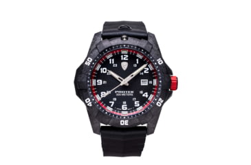 Image of ProTek Carbon Dive Watch, Carbon Case/Black&amp;Red Dial/Black Strap, One Size, PT1002