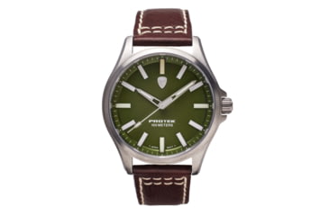 Image of ProTek Titanium Field Watch, Titanium Case/Green Dial/Dark Brown Strap, One Size, PT3005
