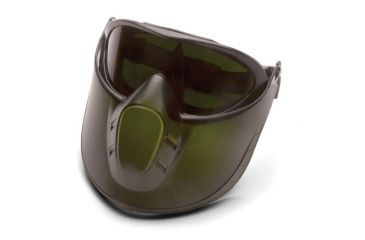Image of Pyramex Capstone goggle with shield IR5 Lens and Green Tinted Faceshield Attachment GG504TSHIELDIR5
