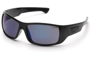 Image of Pyramex Furix Safety Glasses, Black Frame, Blue Mirror Anti-Fog Lenses, SB8575DT