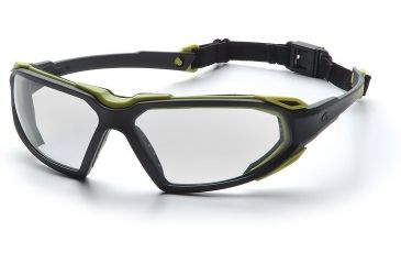 Image of Pyramex Highlander Safety Glasses - Clear Anti-Fog Lens, Black-Lime Frame SBL5010DT