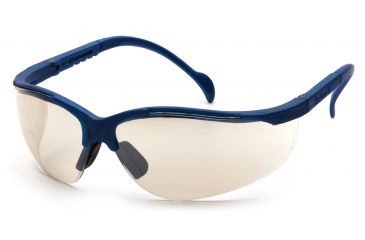 Image of Pyramex Venture II Safety Glasses - Metallic Blue Frame, Indoor/Outdoor Mirror Lens SMB1880S