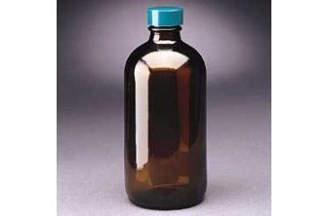 Image of Qorpak Boston Round Bottles, Amber, Narrow Mouth, Qorpak 7720B With Polyseal-Lined Black Phenolic Cap