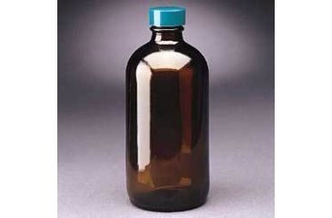Image of Qorpak Boston Round Bottles, Amber, Narrow Mouth, Qorpak 7722B With Polyseal-Lined Black Phenolic Cap