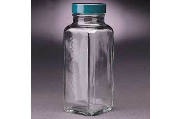 Image of Qorpak French Square Bottles, Wide Mouth, Qorpak 7702A With Tinfoil-Lined Black Phenolic Cap