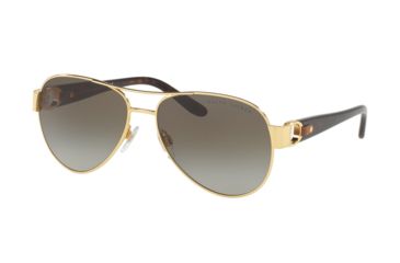 Image of Ralph Lauren RL7047Q Sunglasses 90048E-58 - Shiny Gold Frame, Dark Green Gradient Green Lenses
