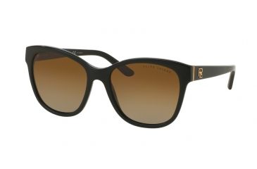 Image of Ralph Lauren RL8143 Sunglasses 5001T5-55 - Shiny Black Frame, Gradient Brown Polar Lenses