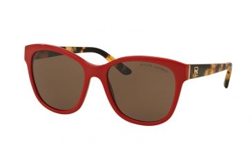 Image of Ralph Lauren RL8143 Sunglasses 559973-55 - Shiny Laque Red Frame, Brown Lenses