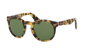 Image of Ralph Lauren RL8146P Sunglasses 500452-49 - Spotty Havana Frame, Light Green Lenses