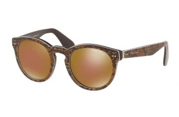 Image of Ralph Lauren RL8146P Sunglasses 5645F9-49 - Top Python On Brown Vintage Frame, Mirror Bronze Lenses