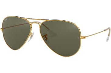 Image of Ray-Ban Aviator Large Metal RB3025 Sunglasses, Arista Frame, Crystal Green Polarized 55 mm Lenses, 001-58-5514