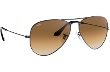 Image of Ray-Ban Aviator Large Metal RB3025 Sunglasses, Gunmetal Crystal Brown Gradient, RB3025 004/51-5514