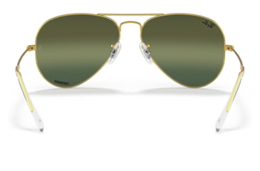 Image of Ray-Ban Aviator Large Metal RB3025 Sunglasses, Legend Gold Frame, Silver/Green Chromance Lens, Polarized, 55, RB3025-9196G4-55