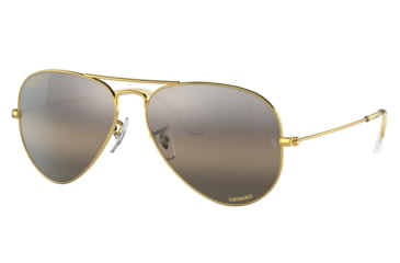 Image of Ray-Ban Aviator Large Metal RB3025 Sunglasses, Legend Gold Frame, Silver/Grey Chromance Lens, Polarized, 55, RB3025-9196G3-55