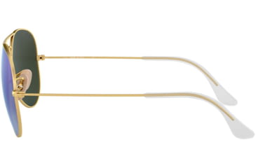 Image of Ray-Ban Aviator Large Metal RB3025 Sunglasses, Matte Gold Frame, Crystal Green Mirror/Multi Blue Lenses, RB3025-112-17-5514