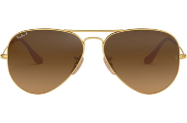 Image of Ray-Ban Aviator Large Metal RB3025 Sunglasses, Matte Gold Frame, Polar Brown Lenses, RB3025 112/M2-55