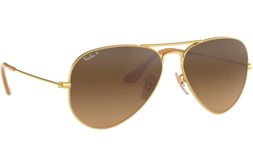 Image of Ray-Ban Aviator Large Metal RB3025 Sunglasses, Matte Gold Frame, Polar Brown Lenses, RB3025 112/M2-55