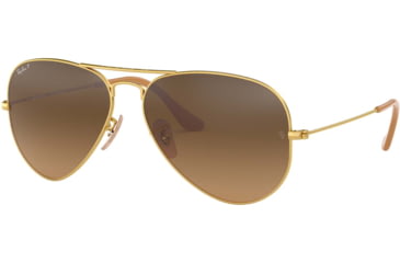 Image of Ray-Ban Aviator Large Metal RB3025 Sunglasses, Matte Gold Frame, Polar Brown Lenses, RB3025 112/M2-55