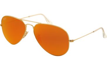Image of Ray-Ban Aviator Large Metal Sunglasses RB3025 112/69-5514 - Matte Gold Frame, Crystal Brown/Orange Mirror Lenses