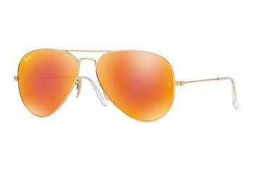 Image of Ray-Ban Aviator Large Metal Sunglasses RB3025 112/69-5514 - Matte Gold Frame, Crystal Brown/Orange Mirror Lenses