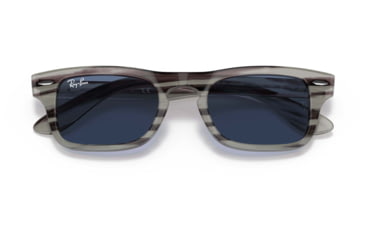 Image of Ray-Ban Burbank JR RJ9083S Sunglasses, Dark Blue Lenses, Striped Gray, 43, RJ9083S-707480-43