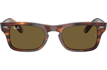 Image of Ray-Ban Burbank JR RJ9083S Sunglasses, Dark Brown Lenses, Striped Havana, 43, RJ9083S-710373-43