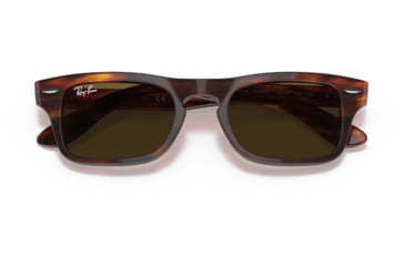 Image of Ray-Ban Burbank JR RJ9083S Sunglasses, Dark Brown Lenses, Striped Havana, 43, RJ9083S-710373-43