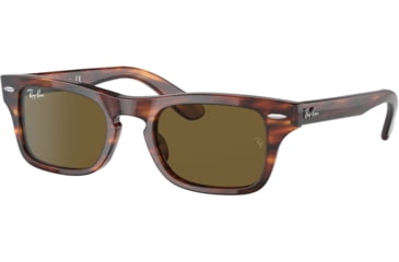Image of Ray-Ban Burbank JR RJ9083S Sunglasses, Dark Brown Lenses, Striped Havana, 43, RJ9083S-710373-43