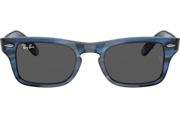 Image of Ray-Ban Burbank JR RJ9083S Sunglasses, Dark Grey Lenses, Striped Blue, 43, RJ9083S-707287-43