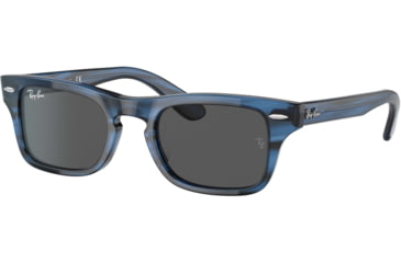 Image of Ray-Ban Burbank JR RJ9083S Sunglasses, Dark Grey Lenses, Striped Blue, 43, RJ9083S-707287-43