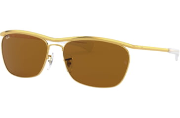 Image of Ray-Ban Olympian II Deluxe RB3619 Sunglasses, Legend Gold, B-15 Brown, 60, RB3619-919657-60