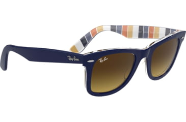 Image of Ray-Ban Original Wayfarer RB2140F Sunglasses, Blue On Stripes Orange/Blue, 52, RB2140F-132085-52