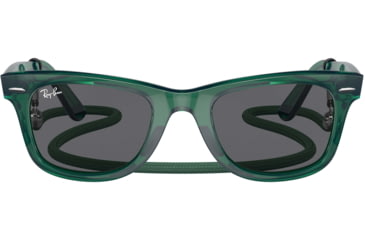 Image of Ray-Ban Original Wayfarer RB2140F Sunglasses, Transparent Green, Dark Grey Lenses, 52, RB2140F-6615B1-52
