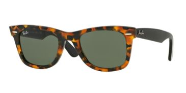 Image of Ray-Ban Original Wayfarer Sunglasses RB2140 1157-50 - Spotted Black Havana Frame, Green Lenses