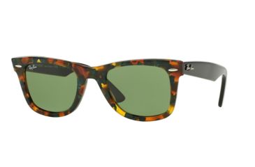 Image of Ray-Ban Original Wayfarer Sunglasses RB2140 11594E-50 - Spotted Green Havana Frame, Green Lenses