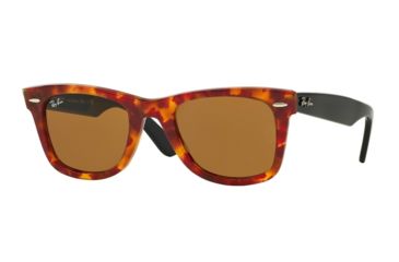Image of Ray-Ban Original Wayfarer Sunglasses RB2140 1161-50 - Spotted Red Havana Frame, Brown Lenses