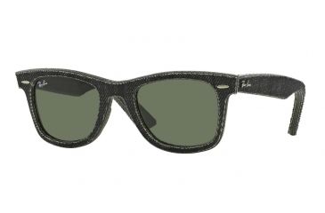 Image of Ray-Ban Original Wayfarer Sunglasses RB2140, Jeans Black Frame, Green Lenses, 1162-50